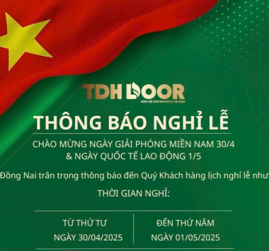 THÔNG BÁO NGHỈ LỄ 30/4 & 1/5