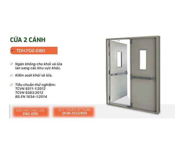 Cửa thép 2 cánh EI60