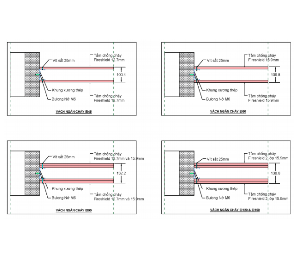Vách Thạch Cao Chống Cháy EI